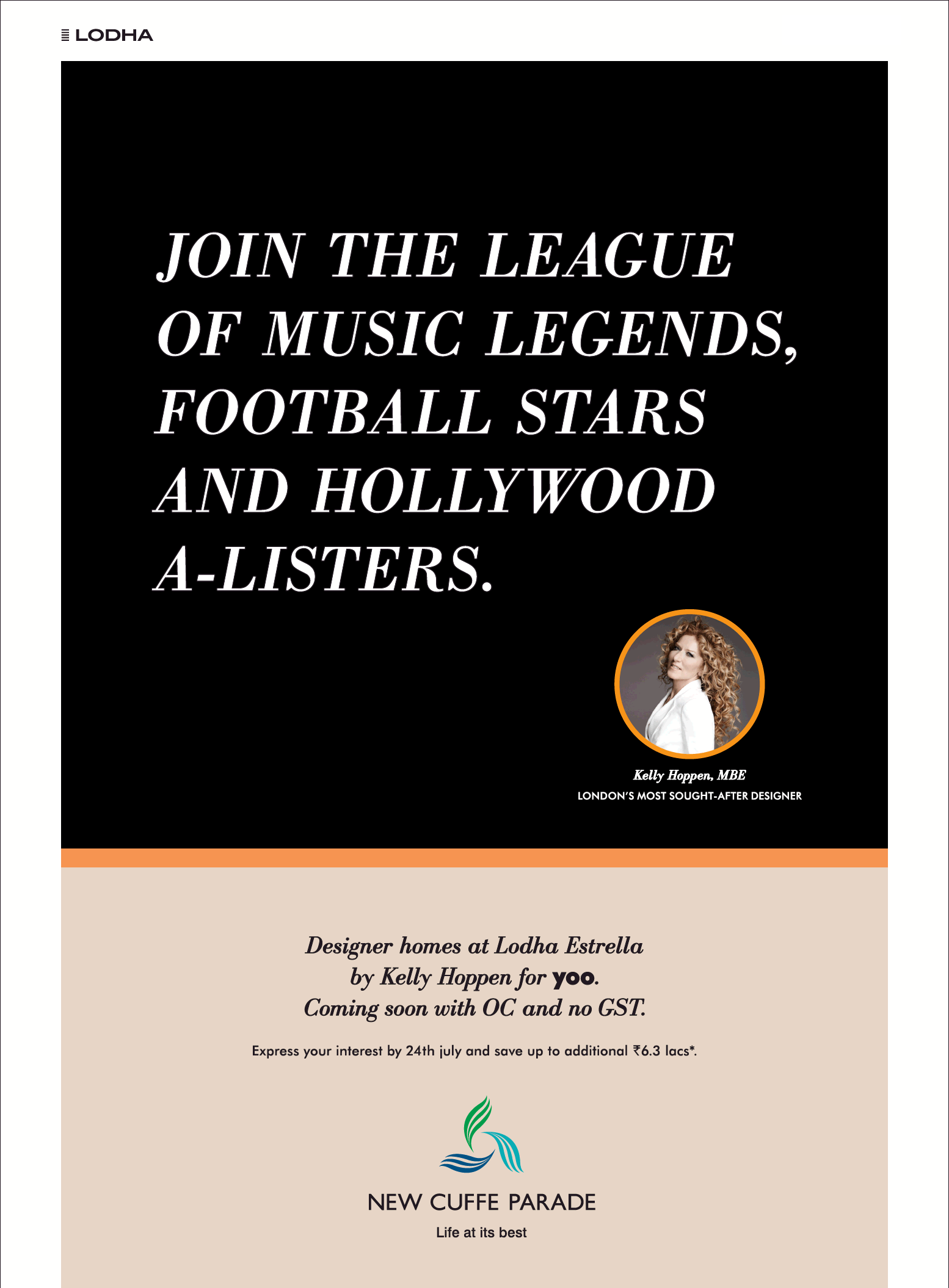 Book designer homes by Kelly Hoppen at Lodha New Cuffe Parade in Mumbai Update